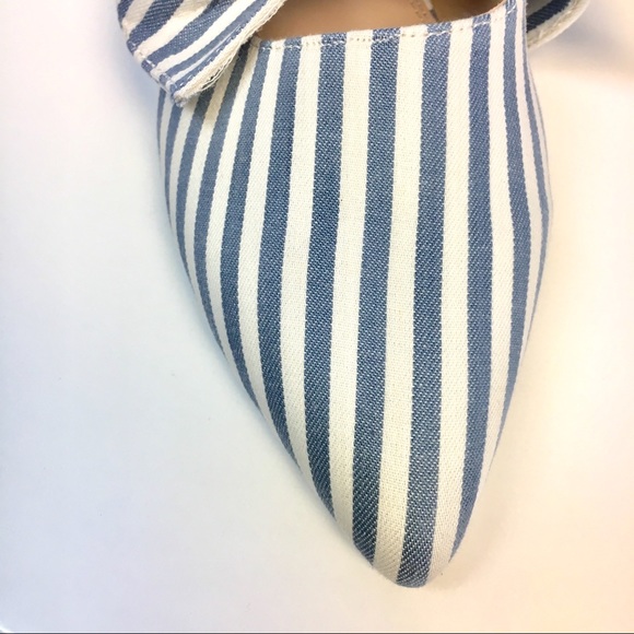 Last pair! Striped Bow Mule in White and Blue - Picture 8 of 8